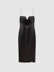 Rachel Gilbert Satin Fitted Midi Dress - Image 2 of 5