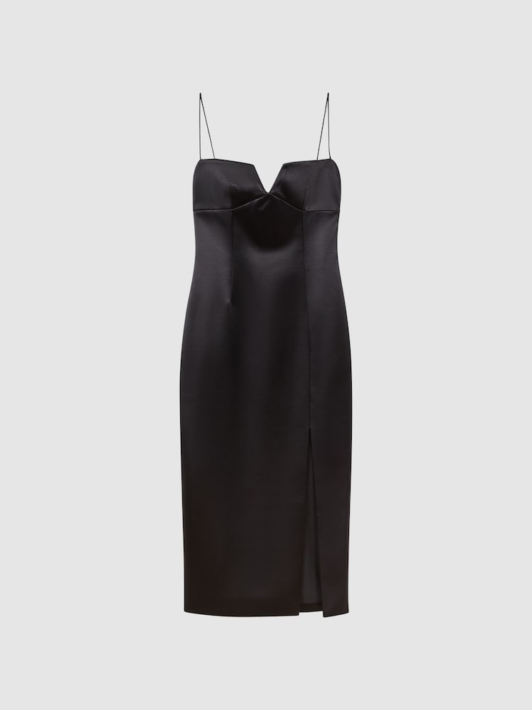 Rachel Gilbert Satin Fitted Midi Dress - Image 2 of 5