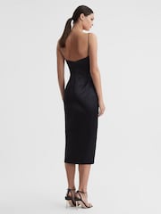 Rachel Gilbert Satin Fitted Midi Dress - Image 4 of 5