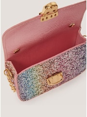 Monsoon Pink Rainbow Glitter Satchel Bag & Hair Clips Set - Image 3 of 4