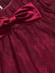 Monsoon Red Eilidh Lace Velvet Party Dress - Image 2 of 2