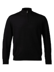 Charles Tyrwhitt Black Pure Merino Quarter Zip Jumper - Image 3 of 4