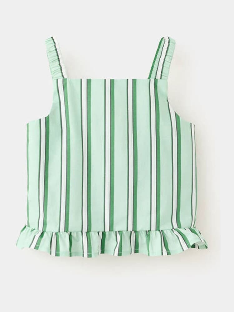 Mango Green Stripe Frill Blouse - Image 1 of 1