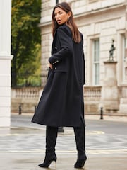 Sosandar Black Fitted Longline Wool Coat - Image 4 of 6