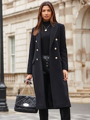 Sosandar Black Fitted Longline Wool Coat - Image 5 of 6