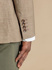Charles Tyrwhitt Brown Linen Cotton Slim Fit Jacket - Image 3 of 5