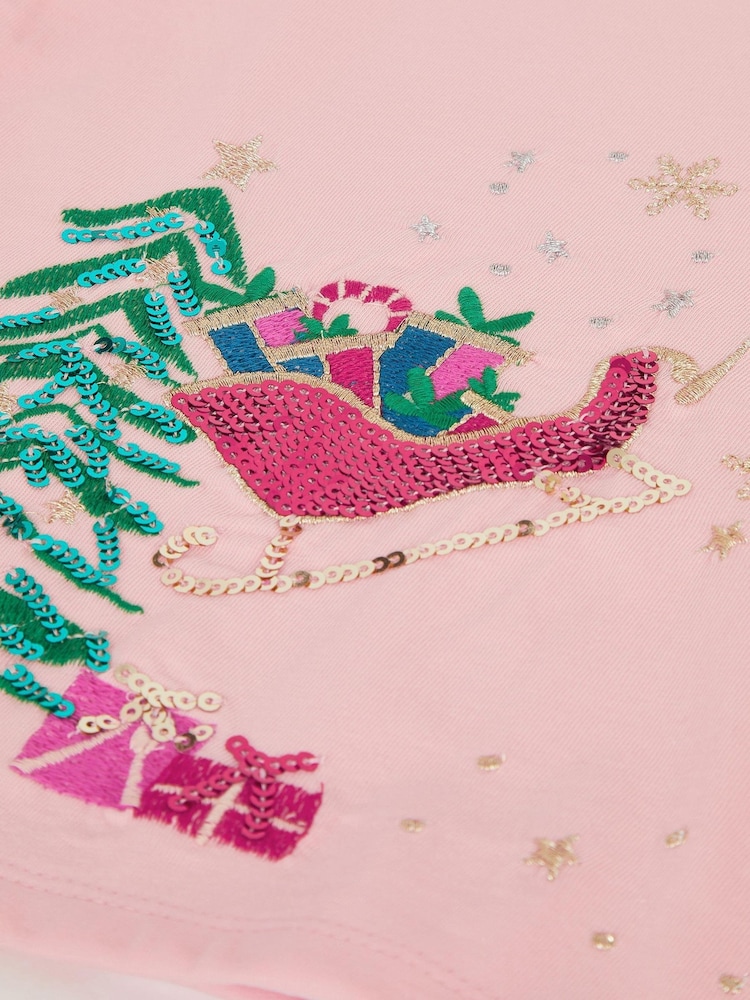 Monsoon Pink Sequin Reindeer Christmas Top - Image 2 of 2 Monsoon Pink Sequin Reindeer Christmas Top - Image 2 of 2