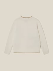 Monsoon Cream Sequin Christmas Scene Cardigan - Image 3 of 4