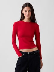 Gap Red Close Knit Jersey Long Sleeve T-Shirt - Image 1 of 4