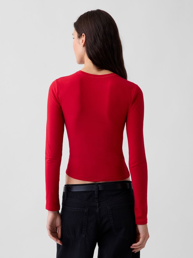 Gap Red Close Knit Jersey Long Sleeve T-Shirt - Image 2 of 4 Gap Red Close Knit Jersey Long Sleeve T-Shirt - Image 2 of 4