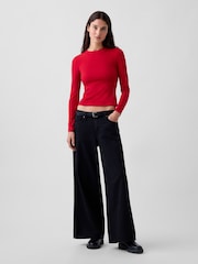 Gap Red Close Knit Jersey Long Sleeve T-Shirt - Image 3 of 4