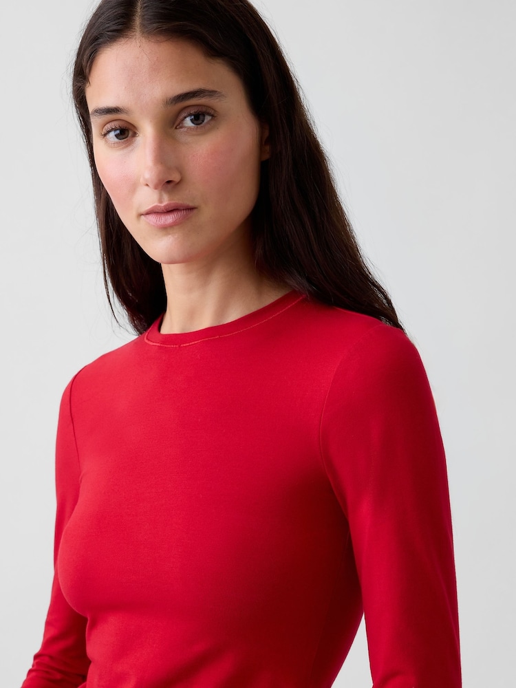 Gap Red Close Knit Jersey Long Sleeve T-Shirt - Image 4 of 4 Gap Red Close Knit Jersey Long Sleeve T-Shirt - Image 4 of 4