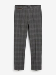 Navy Blue Brown Check Slim Tapered Trimmed Check Heritage Trousers - Image 5 of 5