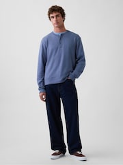Zils - Gap Relaxed Henley T-krekls - Attēls 3 no 5
