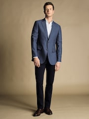 Charles Tyrwhitt Blue/White Proper Blazer Classic Fit Jacket - Image 3 of 5