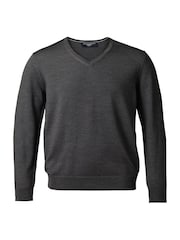 Charles Tyrwhitt Grey Pure Merino V-Neck Jumper - Image 1 of 3