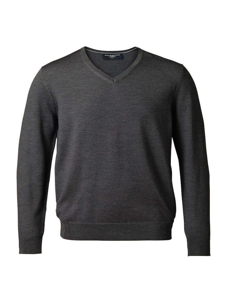 Charles Tyrwhitt Grey Pure Merino V-Neck Jumper - Image 1 of 3