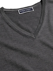 Charles Tyrwhitt Grey Pure Merino V-Neck Jumper - Image 2 of 3