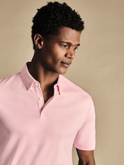 Charles Tyrwhitt Pink 100% Cotton Plain Short Sleeve Jersey Polo Shirt - Image 2 of 5