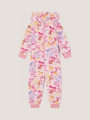 Monsoon fleece onesie met strikprint - Afbeelding 1 van 2