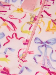 Monsoon fleece onesie met strikprint - Afbeelding 2 van 2
