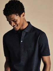 Charles Tyrwhitt Blue Solid Short Sleeve Cotton Tyrwhitt Pique Polo Shirt - Image 1 of 4