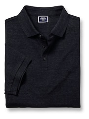 Charles Tyrwhitt Blue Solid Short Sleeve Cotton Tyrwhitt Pique Polo Shirt - Image 2 of 4