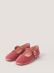 Monsoon Pink Velvet Mary Jane Ballet Flats - Image 1 of 2