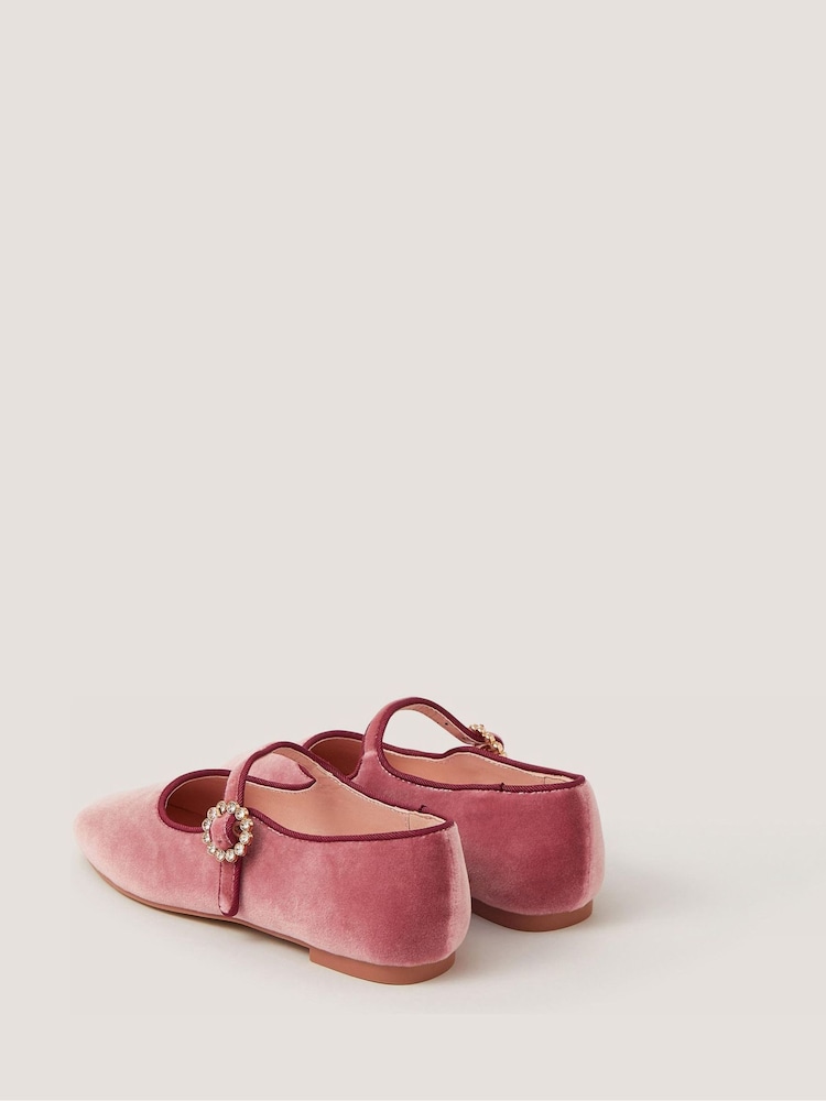 Monsoon Pink Velvet Mary Jane Ballet Flats - Image 2 of 2