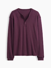 Burgundijas sarkans - Gap Relaxed Henley T-krekls - Attēls 5 no 5