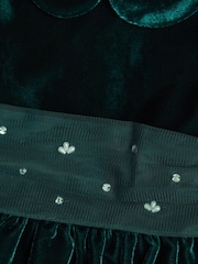 Monsoon Green Baby Misty Embellished Velvet Party Dress - Image 2 of 2