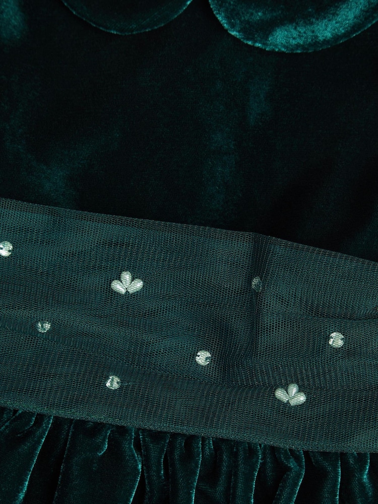 Monsoon Green Baby Misty Embellished Velvet Party Dress - Image 2 of 2 Monsoon Green Baby Misty Embellished Velvet Party Dress - Image 2 of 2