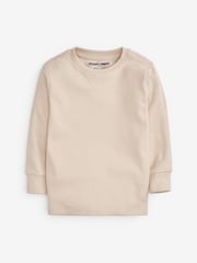 Light Blue/Neutral Long Sleeve Textured T-Shirts 3 Pack (3mths-7yrs) - Image 2 of 6