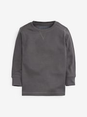 Light Blue/Neutral Long Sleeve Textured T-Shirts 3 Pack (3mths-7yrs) - Image 3 of 6
