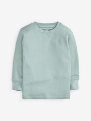 Light Blue/Neutral Long Sleeve Textured T-Shirts 3 Pack (3mths-7yrs) - Image 4 of 6
