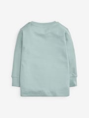 Light Blue/Neutral Long Sleeve Textured T-Shirts 3 Pack (3mths-7yrs) - Image 5 of 6