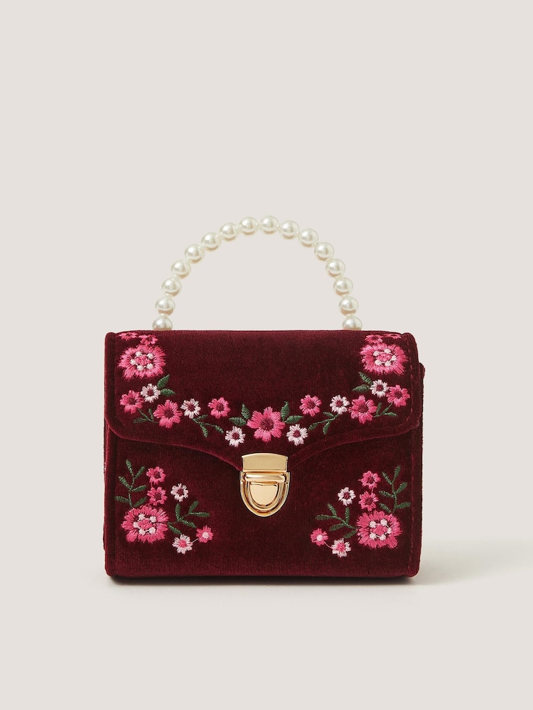Monsoon Floral Embroidered Velvet Bag - រូបភាព 1 នៃ 1
