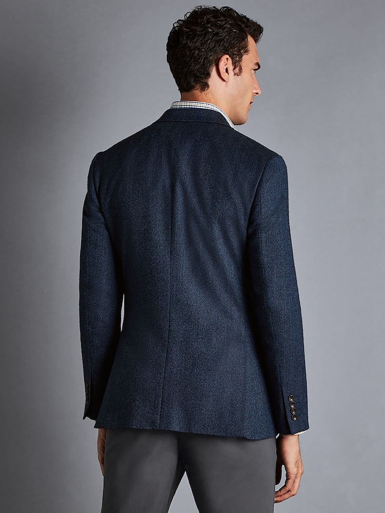 Charles Tyrwhitt Blue Herringbone Wool Texture Classic Fit Jacket - Image 2 of 5 Charles Tyrwhitt Blue Herringbone Wool Texture Classic Fit Jacket - Image 2 of 5
