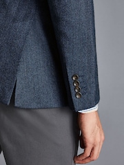 Charles Tyrwhitt Blue Herringbone Wool Texture Classic Fit Jacket - Image 4 of 5