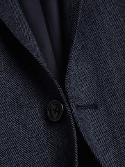 Charles Tyrwhitt Blue Herringbone Wool Texture Classic Fit Jacket - Image 5 of 5
