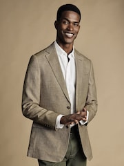 Charles Tyrwhitt Natural Chrome Linen Cotton Classic Fit Jacket - Image 1 of 4
