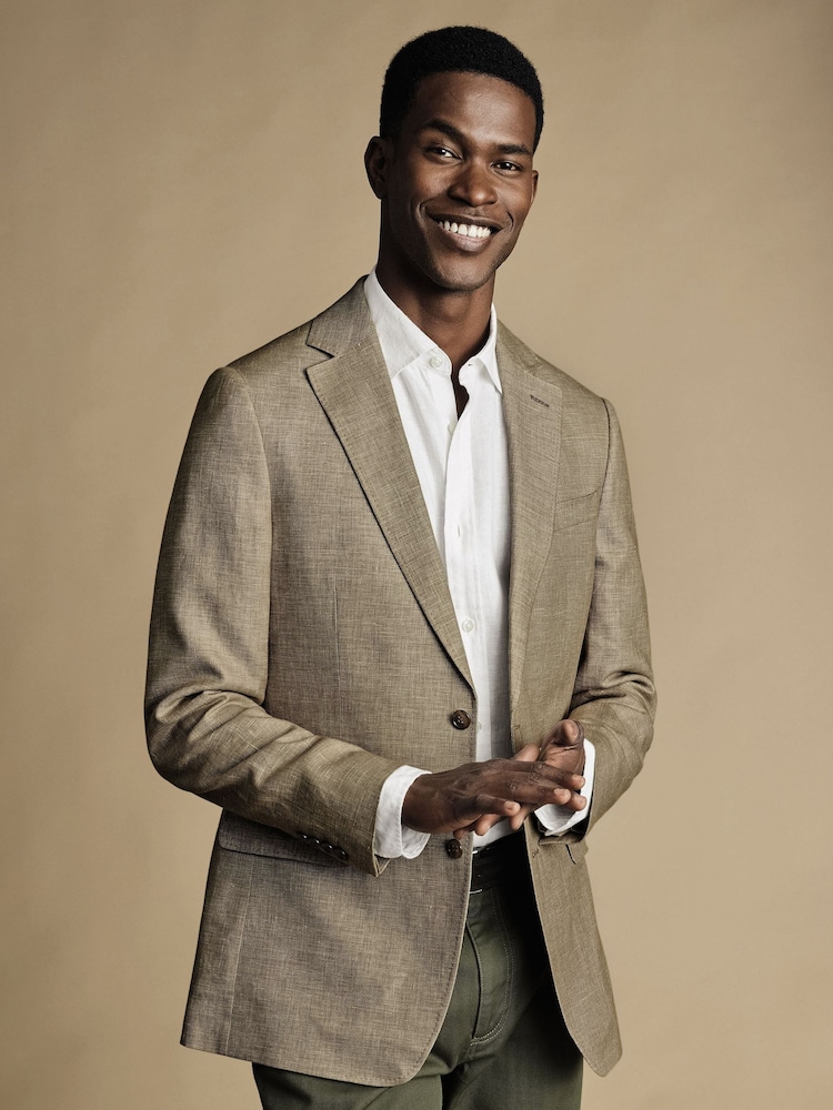 Charles Tyrwhitt Natural Chrome Linen Cotton Classic Fit Jacket - Image 1 of 4