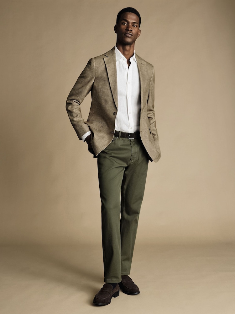 Charles Tyrwhitt Natural Chrome Linen Cotton Classic Fit Jacket - Image 2 of 4