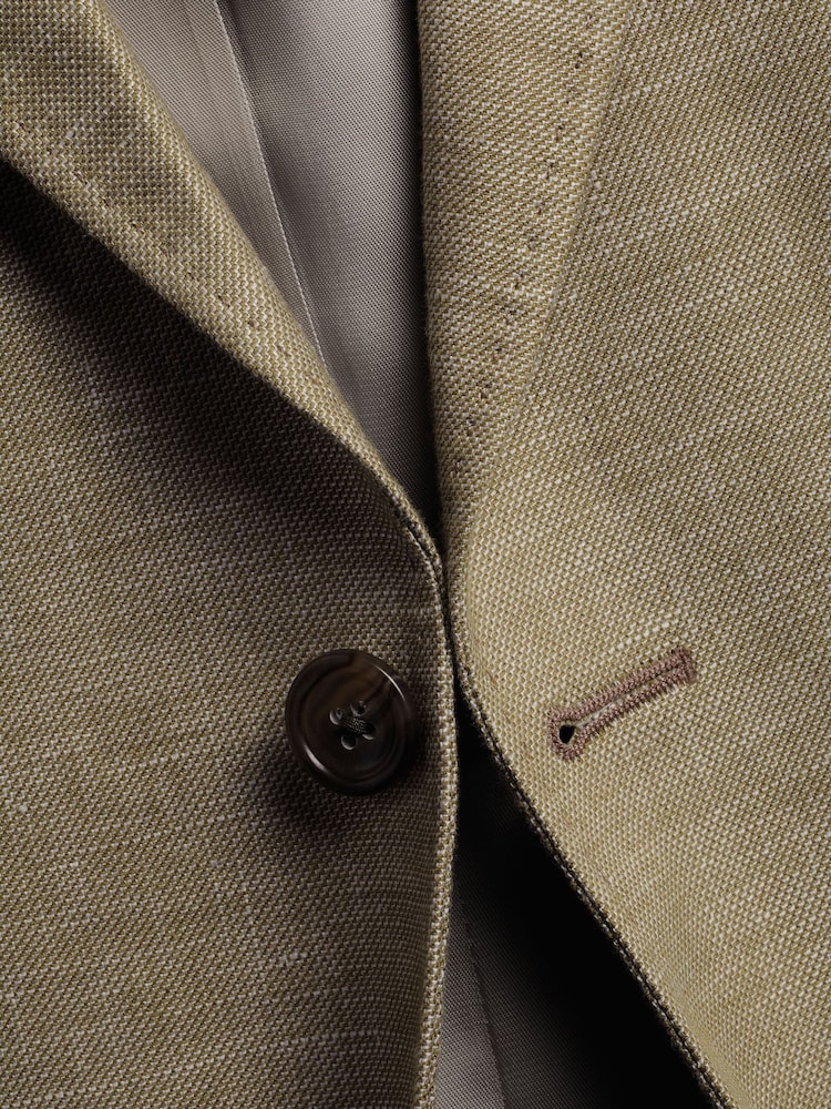 Charles Tyrwhitt Natural Chrome Linen Cotton Classic Fit Jacket - Image 4 of 4