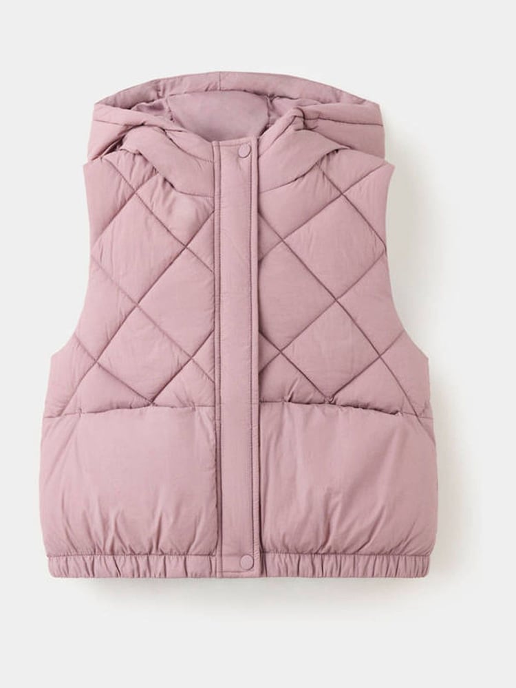 Mango Pink Padded Diamond Quilted Gilet - Image 1 of 3 Mango Pink Padded Diamond Quilted Gilet - Image 1 of 3