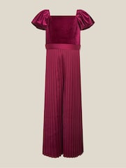 Қызыл - Monsoon Quinn Velvet Pleated Jumpsuit - 3суретінің 1 суреті