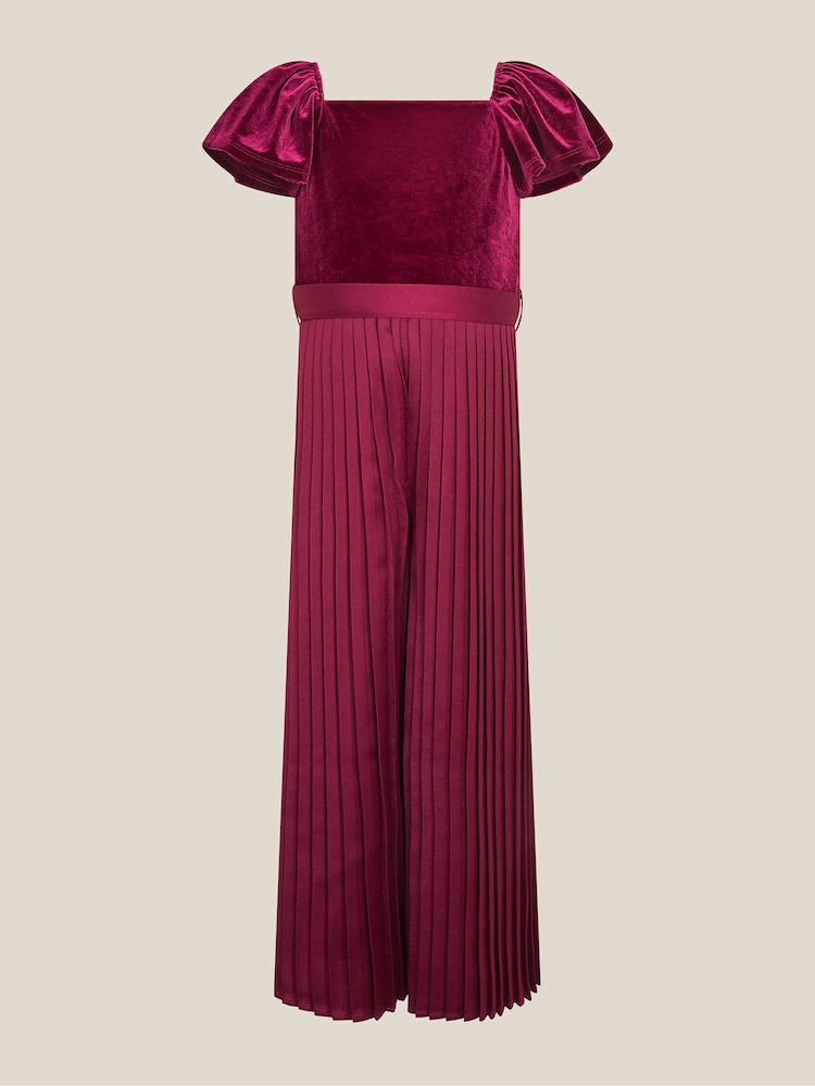 Қызыл - Monsoon Quinn Velvet Pleated Jumpsuit - 3суретінің 1 суреті