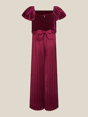 Қызыл - Monsoon Quinn Velvet Pleated Jumpsuit - 3суретінің 2 суреті