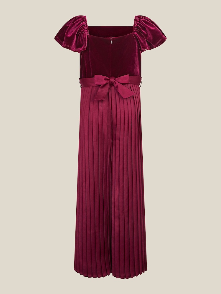 Қызыл - Monsoon Quinn Velvet Pleated Jumpsuit - 3суретінің 2 суреті