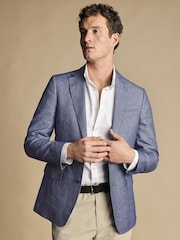 Charles Tyrwhitt Blue Chrome Linen Cotton Classic Fit Jacket - Image 1 of 5